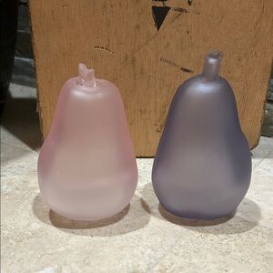 vintage VIKING Art Glass Pear fruit paperweights